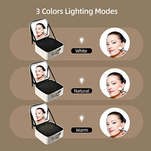 CYHPQY Utazási Beauty Kozmetikai Esetben a Tükör LED 3 Állítható Fényerő Smink Táska Hordozható Tároló, Állítható Partíció