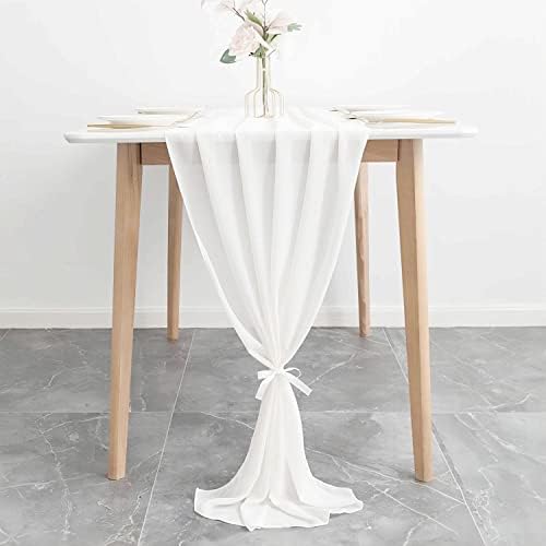10Ft asztali Futó 29x120 Hüvelyk Puszta Chiffon Romantikus Esküvő, lánybúcsú, Baba Zuhany-Szülinapi Torta Asztal Dekorációk