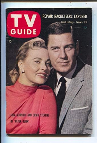 A TV Guide 1/3/1959-Peter Gunn-Craig Stevens & Lola Albright borító-Illinois-Nincs címke-újságos copy-FN/VF