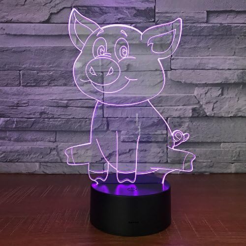 MOLLY HIESON 3D Disznó Éjszakai Fény Állat USB-Kapcsolatot Kapcsoló, Dekor Lámpa, Asztal, Íróasztal Optikai Illúzió, Lámpák