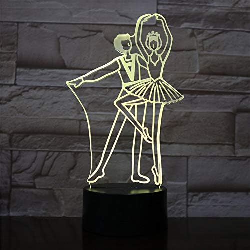 Jinnwell 3D Balett Éjszakai Fény Lámpa Illúzió 7 Szín Megváltoztatása Érintse meg a Kapcsoló Táblázat Asztal Dekoráció Lámpa