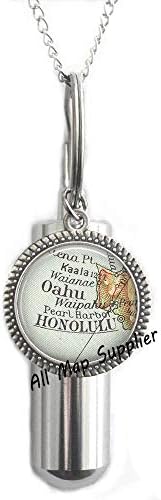 AllMapsupplier Divat Hamvasztás Urna Nyaklánc,Honolulu térkép Urna,Honolulu térkép Hamvasztás Urna Nyaklánc Honolulu Hamvasztás