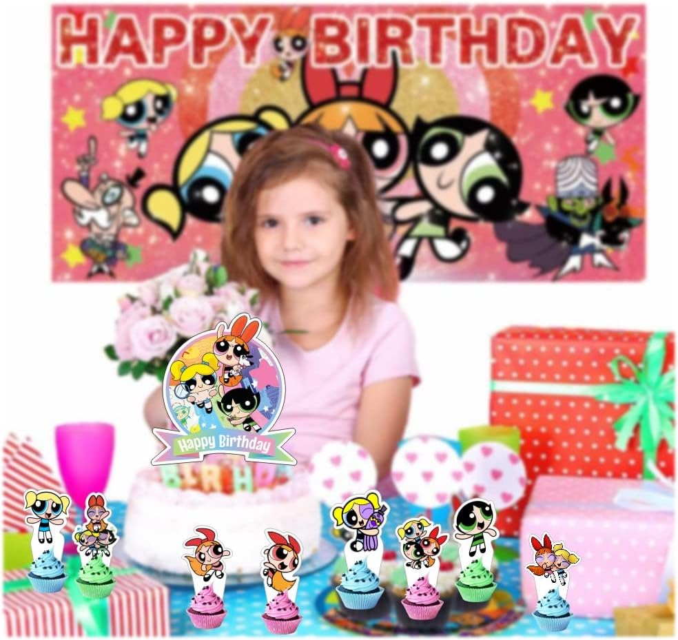 25pcs Powerpuff Születésnapi Torta Dekoráció 24pcs Cupcake Toplisták, 1db Torta Topper a Lányok Party Kellékek