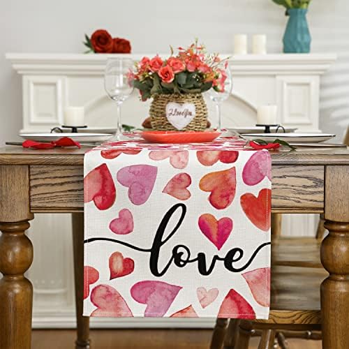 Siilues Valentin asztali Futó, Édes Szívem, hogy a Valentin-Nap Dekoráció Piros Rózsaszín Valebtines Futó asztali Szezonális