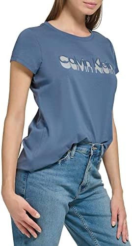 Calvin Klein Női Mindennapi Pamut Span Jersey Rövid Ujjú Ck Árnyék Logo Póló