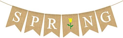 Juta Zsákvászon Tavaszi Banner a Tulipán Virág Haza Kandalló Kandalló Dekoráció
