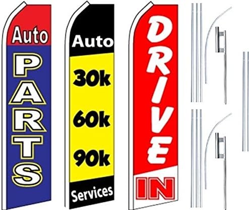 Auto Shop Szolgáltatások Super Zászló 3 Pack & Lengyelek-Autóalkatrész-Auto Szolgáltatások-Meghajtó