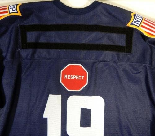 2015-18 USA Csapata a Jégkorong NTDP 19 Játékban Használt Kék trikó Top 40 Kilátás T C 56 41 - Játék Használt NHL-Mezek