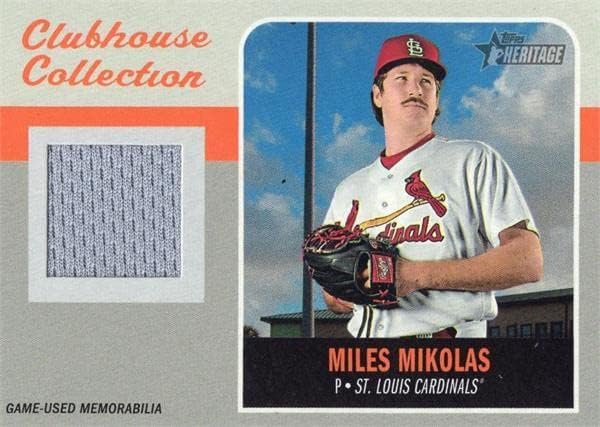 Miles Mikolas játékos kopott jersey-i javítás baseball kártya (St. Louis Cardinals) 2019 Topps Örökség Klubház Gyűjtemény