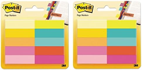 Post-it Oldal Markerek, Válogatott Élénk Színek, 1/2 x 2-Hüvelyk, 50-Markerek/Pad, 10-Párna/Csomag, 2-Pack