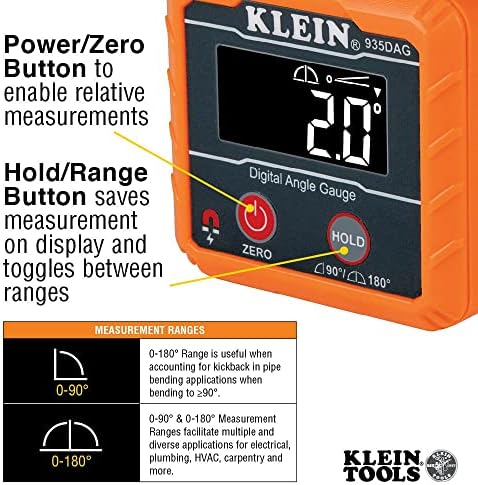 Klein Eszközök 80036 Szintű, Digitális Elektronikus Szinten Szög Mérő Eszköz Készlet kilátszik a Pántok, 2 részes & 935DAG