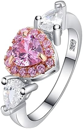 Esküvő & Eljegyzési Gyűrű Rózsaszín Barack Szív Karmok Meghatározott Cirkon Újdonság Gyűrű vízcsepp Gyémánt Női Gyűrű