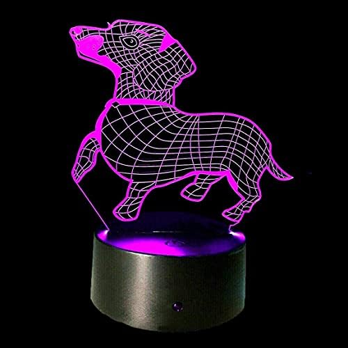 3D Kutya Állat Éjszakai Fény Led Touch Kapcsoló Dekor Asztal, Íróasztal Optikai Illúzió, Lámpák 7 színváltó LED Lámpák asztali