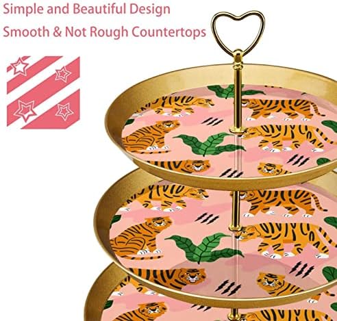 Torta Áll Készlet 3, Séta Tigrist a Dzsungelben Talapzat Kijelző Tábla Desszert Muffin Állvány Esküvői Baba Zuhany Ünnepség