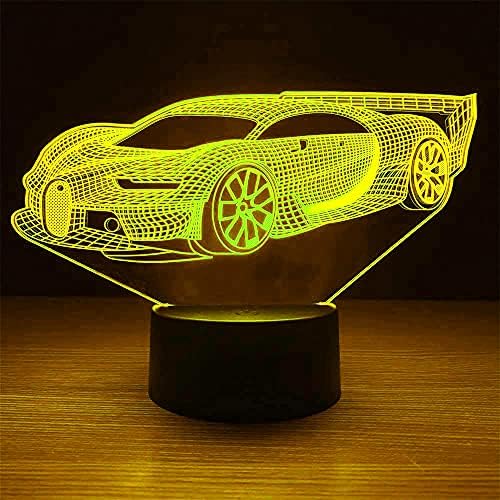 3D Sport Autó Éjszakai Fény, Asztal, Íróasztal Optikai Illúzió, Lámpák 7 színváltó LED Lámpák asztali Lámpa Karácsonyi Haza