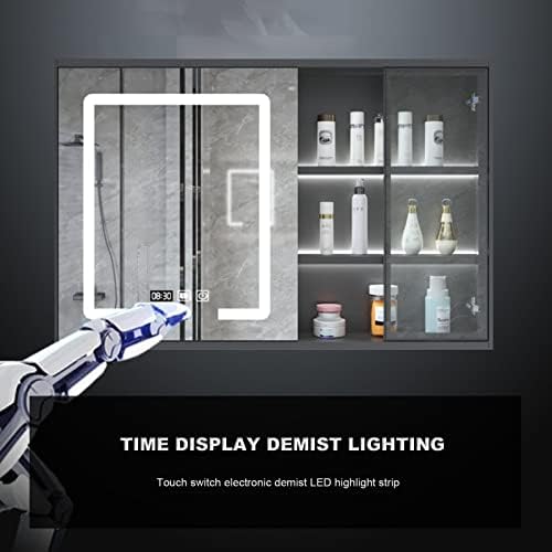 Tükör LED Fürdőszoba orvosságos Szekrény Tükörrel Fürdőszoba Tükör, Szekrény Világítás Páramentesítő Tároló Szervező Nappali
