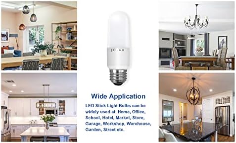 Jolux LED Stick Izzók, Zárt Lámpatest Névleges,60W Egyenértékű, 5000K Nappal,800 Lumen,Közepes Csavar Bázis E26 led Izzók,Nem