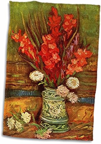 3dRose Florence Impresszionizmus Művészeti - Váza Piros Gladiolis - a Van Gogh - Törölköző (twl-49382-1)