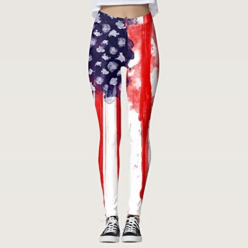Amerikai Zászló július 4. Női Leggings Has Ellenőrzési USA-ban július 4-én Futó Nadrág Alkalmi Fenék Felemelése Jóga Kocogás
