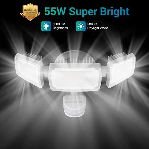 USTELLAR 2 Csomag 55W LED Biztonsági lámpa Mozgásérzékelő Lámpa Távirányítóval, Kültéri LED égő Lámpákkal Alkonyat Hajnal