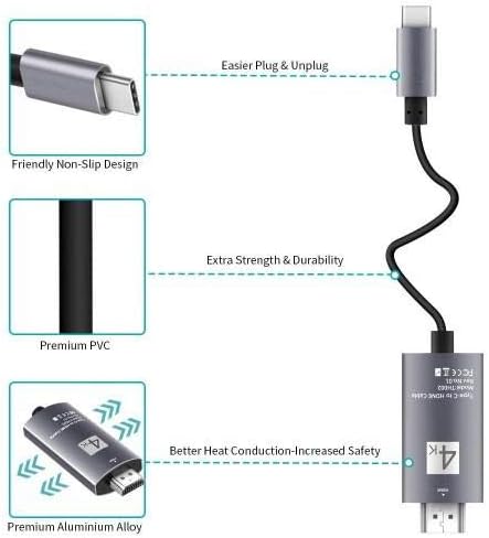 BoxWave Kábel Kompatibilis LG XBOOM Menj P7 - SmartDisplay Kábel - USB-C-Típusú HDMI - (6 ft), USB C/HDMI-Kábel, LG XBOOM