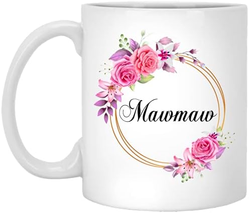 GavinsDesigns Mawmaw Virág Újdonság Bögre Ajándék anyák Napja - Mawmaw Rózsaszín Virágok Arany Keretet - Új Mawmaw Bögre